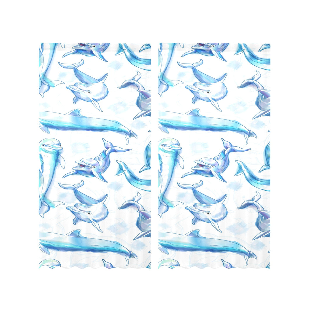 Watercolor dolphin pattern Gauze Curtain