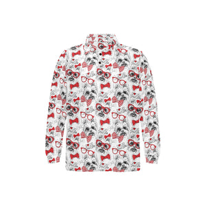 Yorkshire Terrier Pattern Print Design 04 Men's Long Sleeve Polo Shirt