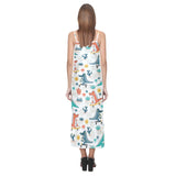 Cute Crocodile Pattern V-Neck Open Fork Long Dress