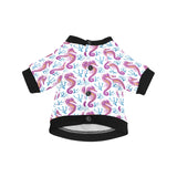 Purple seahorse blue coral pattern All Over Print Pet Dog Round Neck Fuzzy Shirt