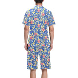 Popcorn Pattern Print Design 01 Men's V-Neck Short Pajama Set