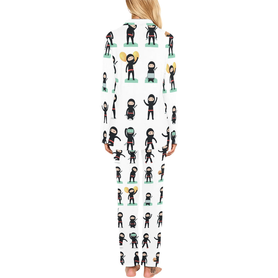 Cute ninja katana sword pattern Women's Long Pajama Set