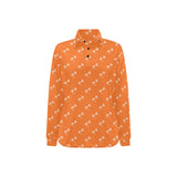 Engine Piston Orange Background Pattern Design 05 Women's Long Sleeve Polo Shirt