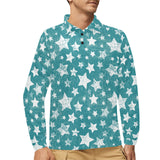 Vintage star pattern Men's Long Sleeve Polo Shirt