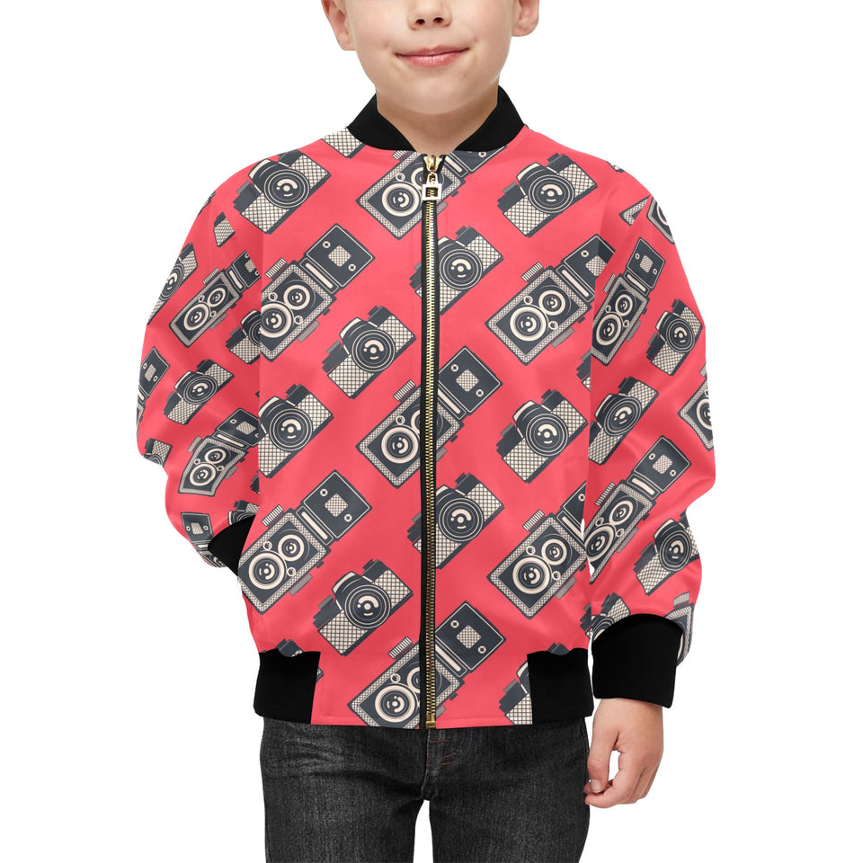 Camera Pattern Print Design 05 Kids' Boys' Girls' Bomber Jacket