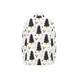 Christmas tree holly snow star pattern Women's Long Sleeve Polo Shirt