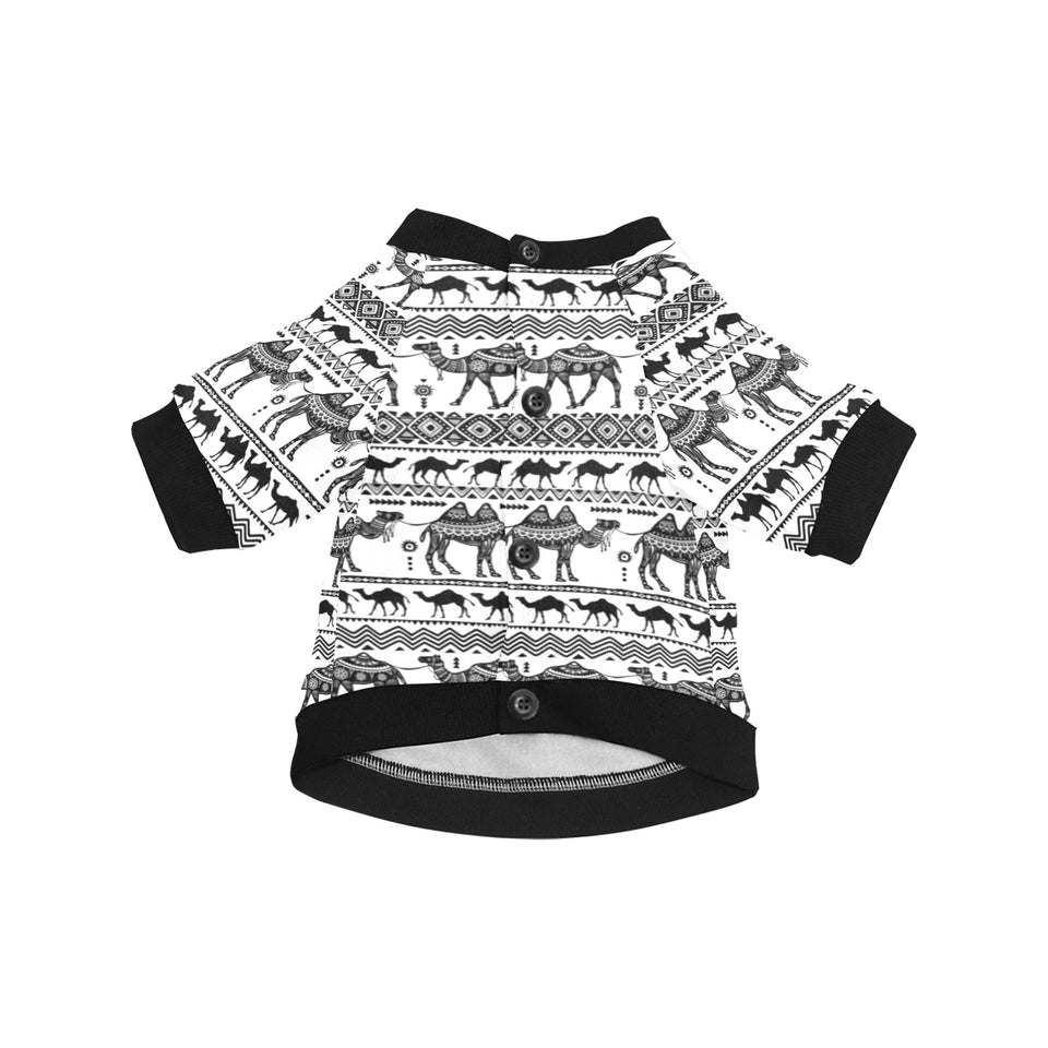 Camel polynesian tribal pattern All Over Print Pet Dog Round Neck Fuzzy Shirt