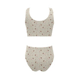 Jack Russel Pattern Print Design 02 Chest Bowknot High Waisted Bikini Swimsuit