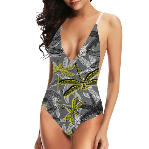 Hand drawn dragonfly pattern Women's One-Piece Swimsuit