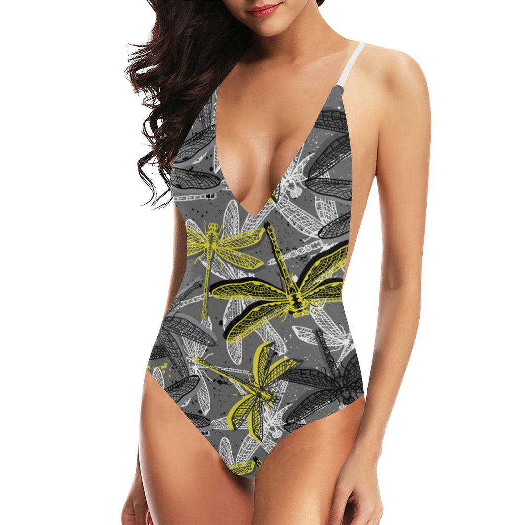 Hand drawn dragonfly pattern Women's One-Piece Swimsuit