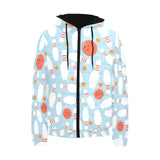 Bowling ball bowling pins blue blackground Men's Padded Hooded Jacket