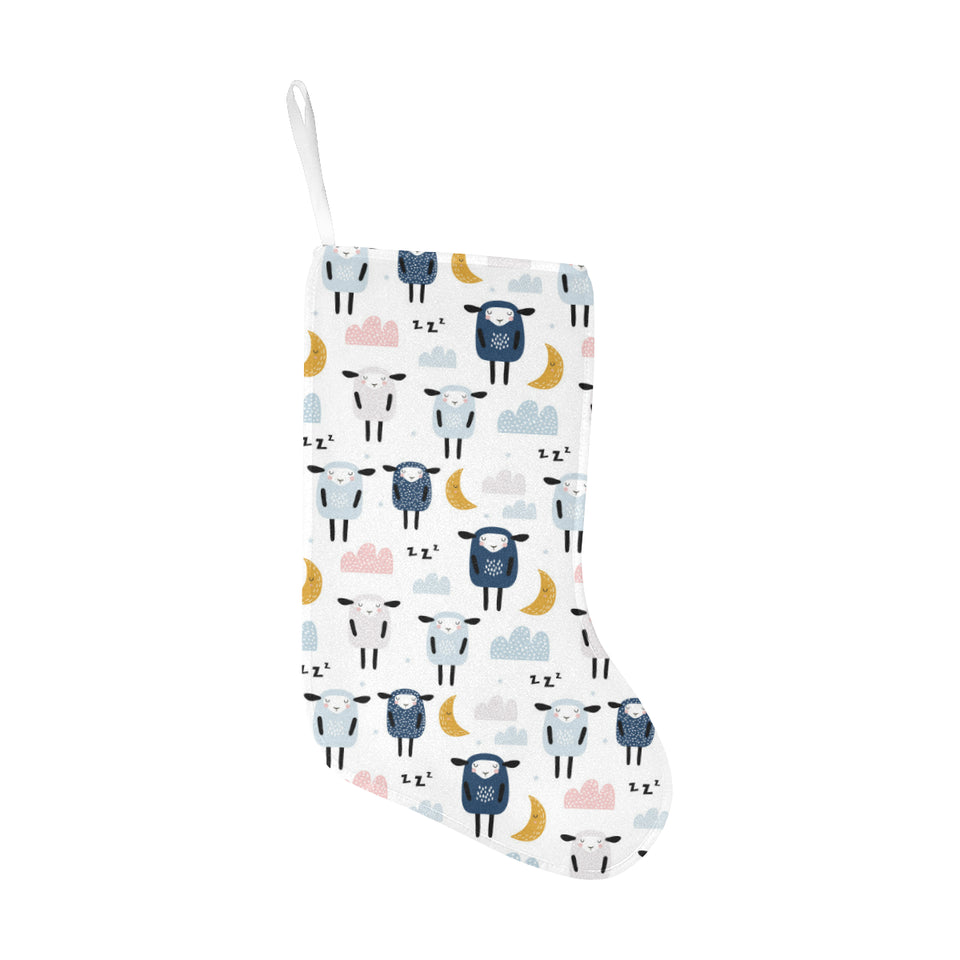 Cute sleeping sheep moon cloud pattern Christmas Stocking
