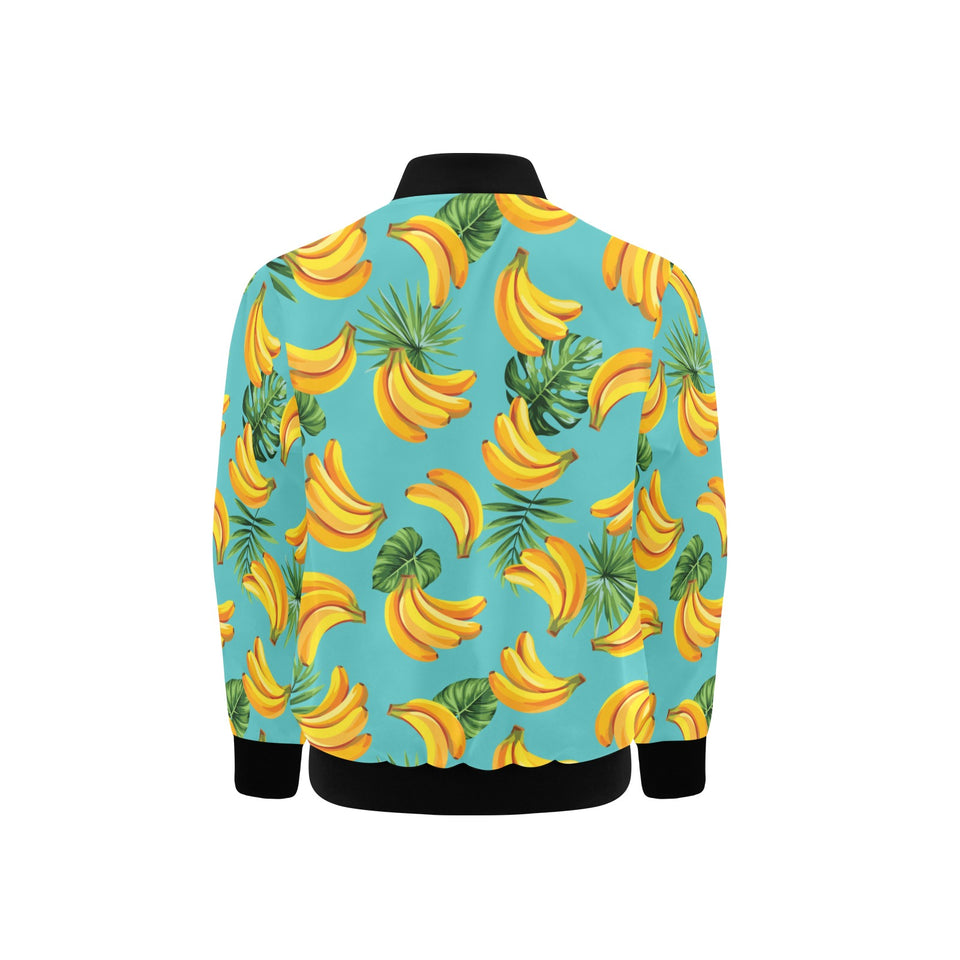 Banana Palm Leaves pattern background Kids' Boys' Girls' Bomber Jacket