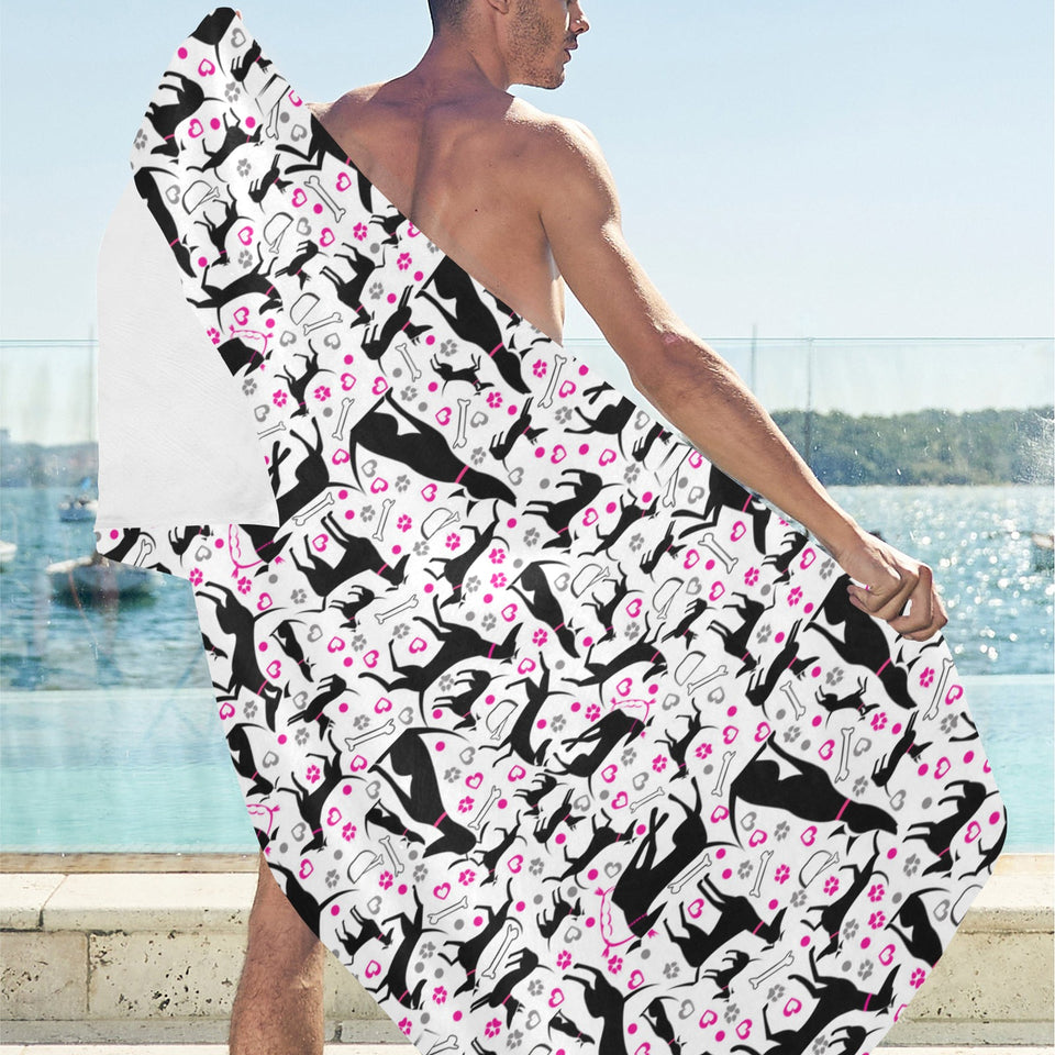 Greyhound Pattern Print Design 02 Beach Towel