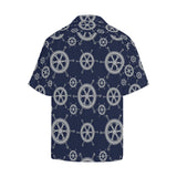nautical steering wheel design pattern Men's All Over Print Hawaiian Shirt