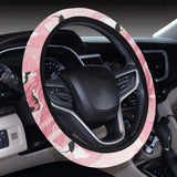 Pink flamingos pattern background Car Steering Wheel Cover