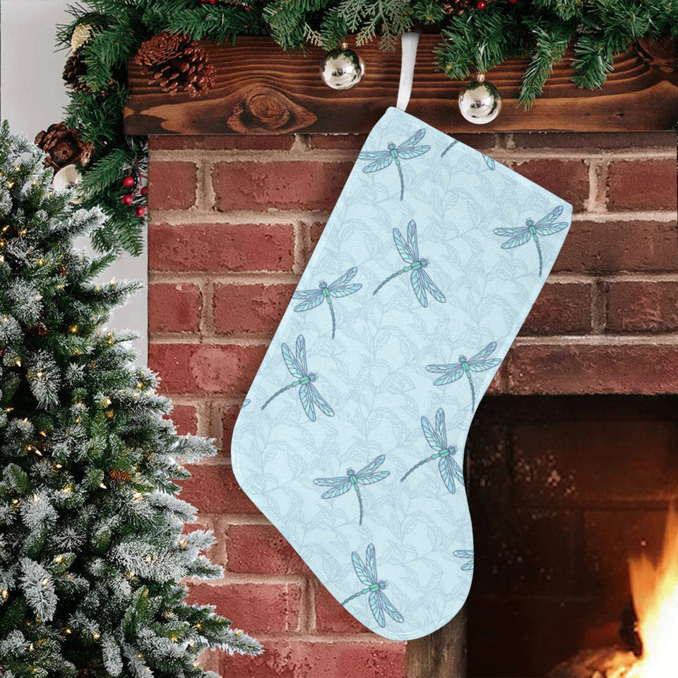 Dragonfly pattern blue background Christmas Stocking