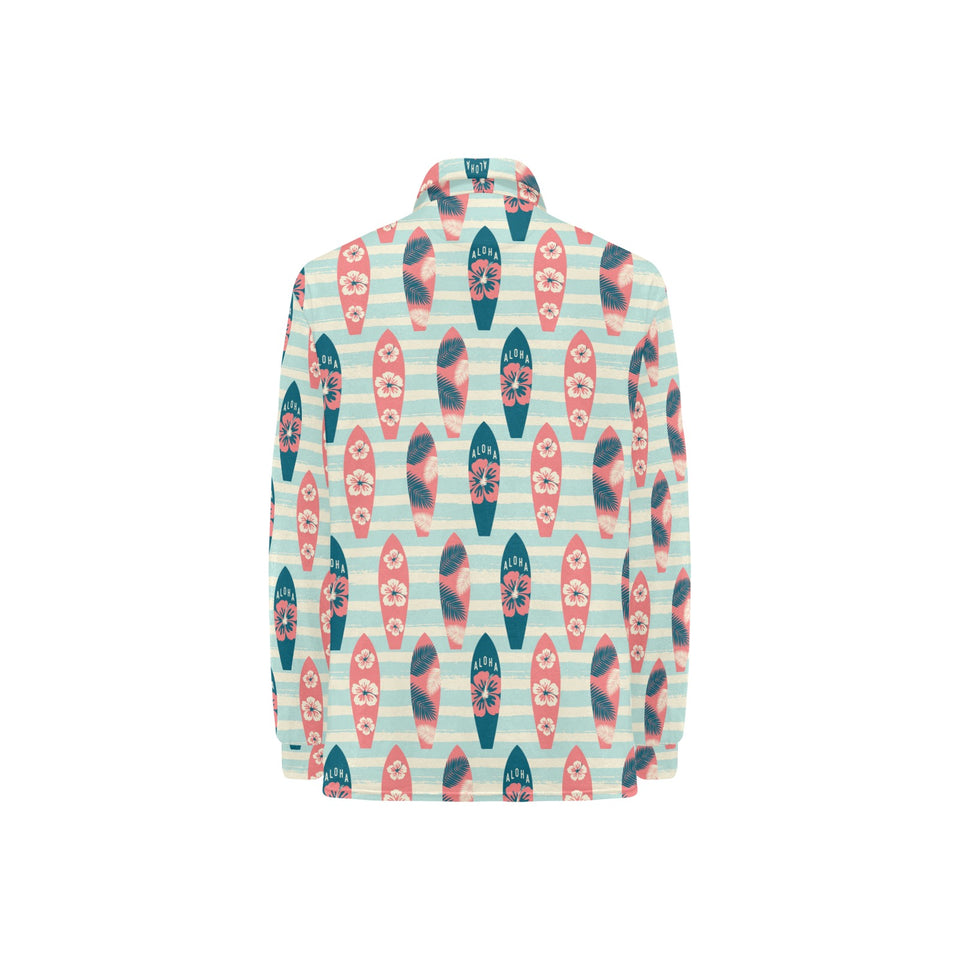 Surfboard Pattern Print Design 02 Women's Long Sleeve Polo Shirt