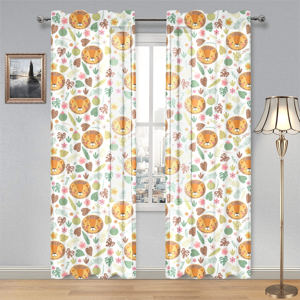 Lion Pattern Print Design 04 Gauze Curtain