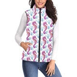Purple seahorse blue coral pattern Women's Padded Vest