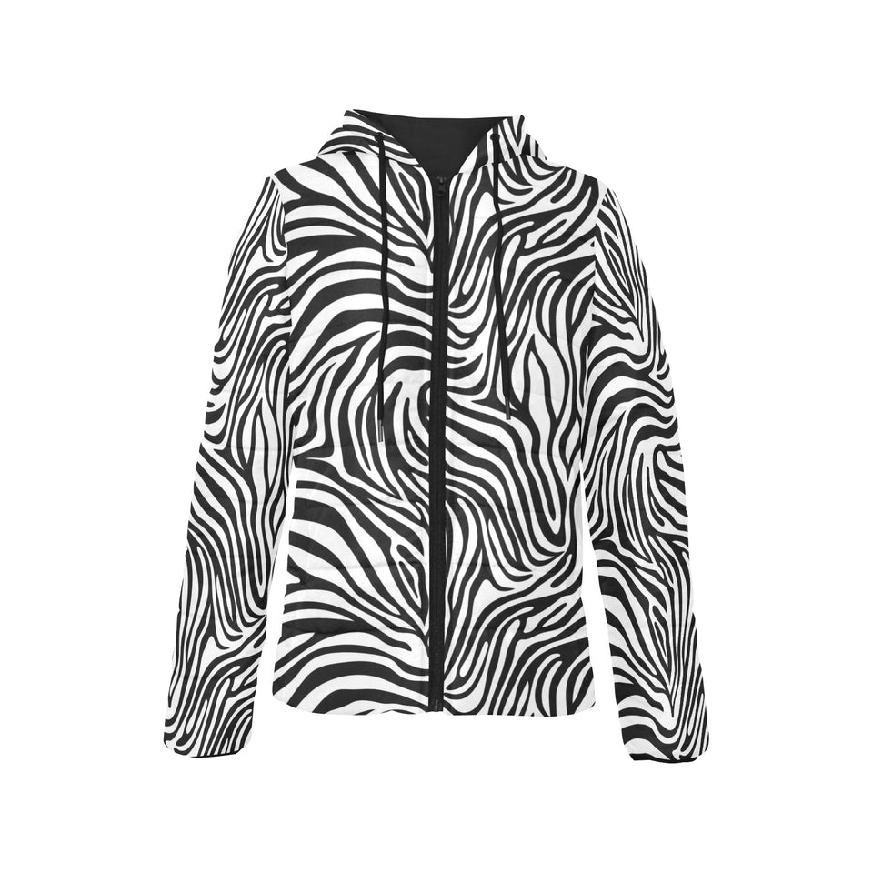 Zebra skin pattern Women's Padded Hooded Jacket