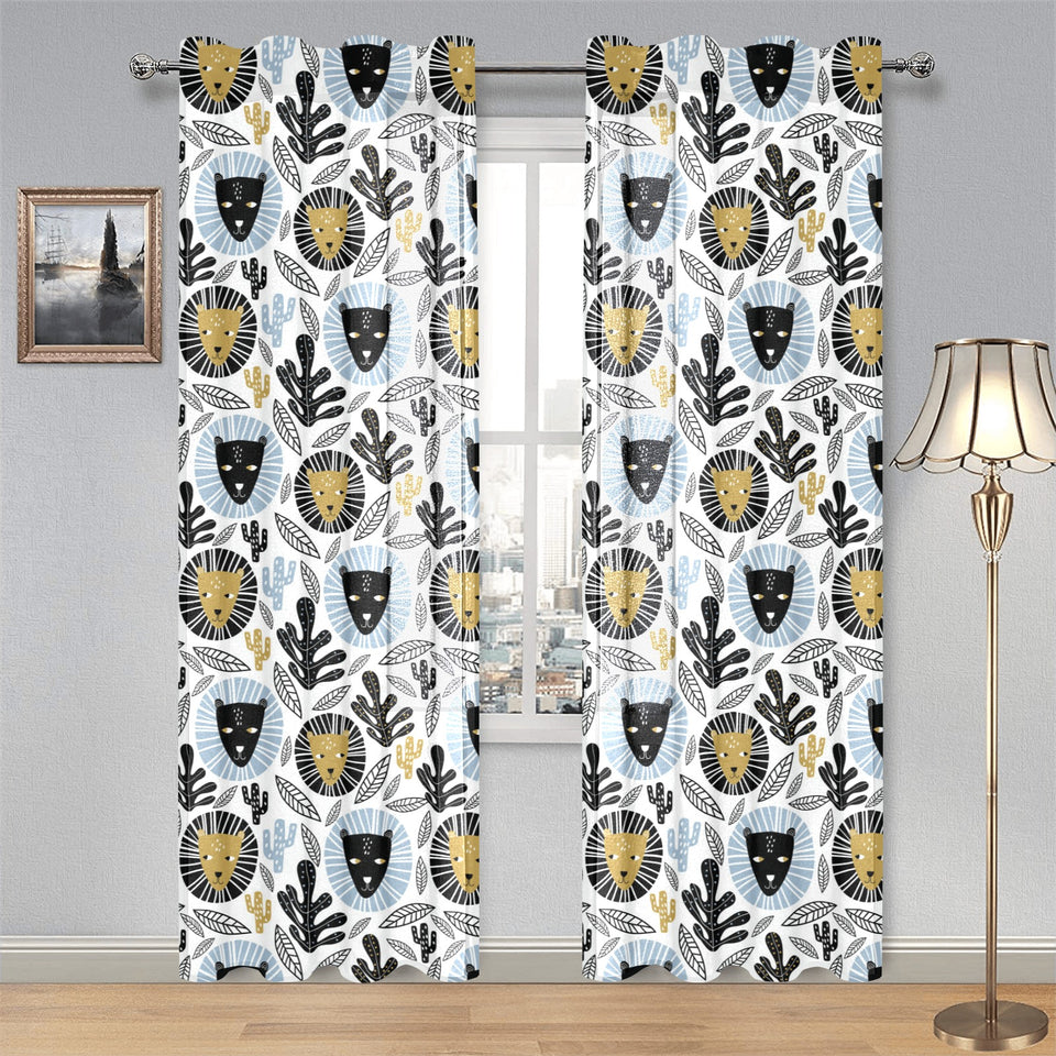 Lion Pattern Print Design 05 Gauze Curtain