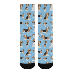 Beagle dog blue background pattern Crew Socks