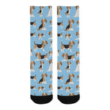 Beagle dog blue background pattern Crew Socks