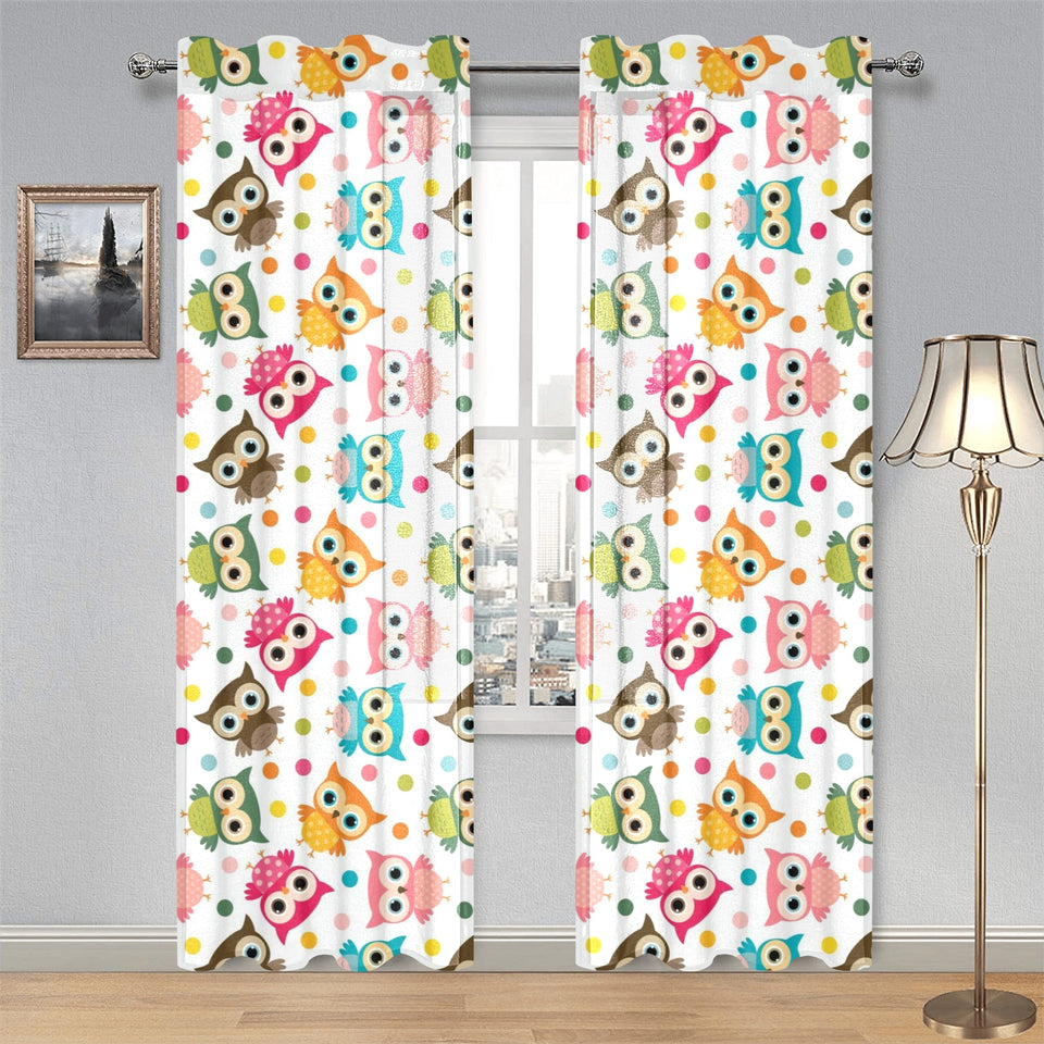 Color cute owl pattern Gauze Curtain