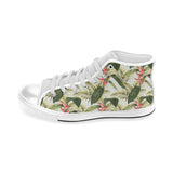 heliconia pattern Men's High Top Canvas Shoes White