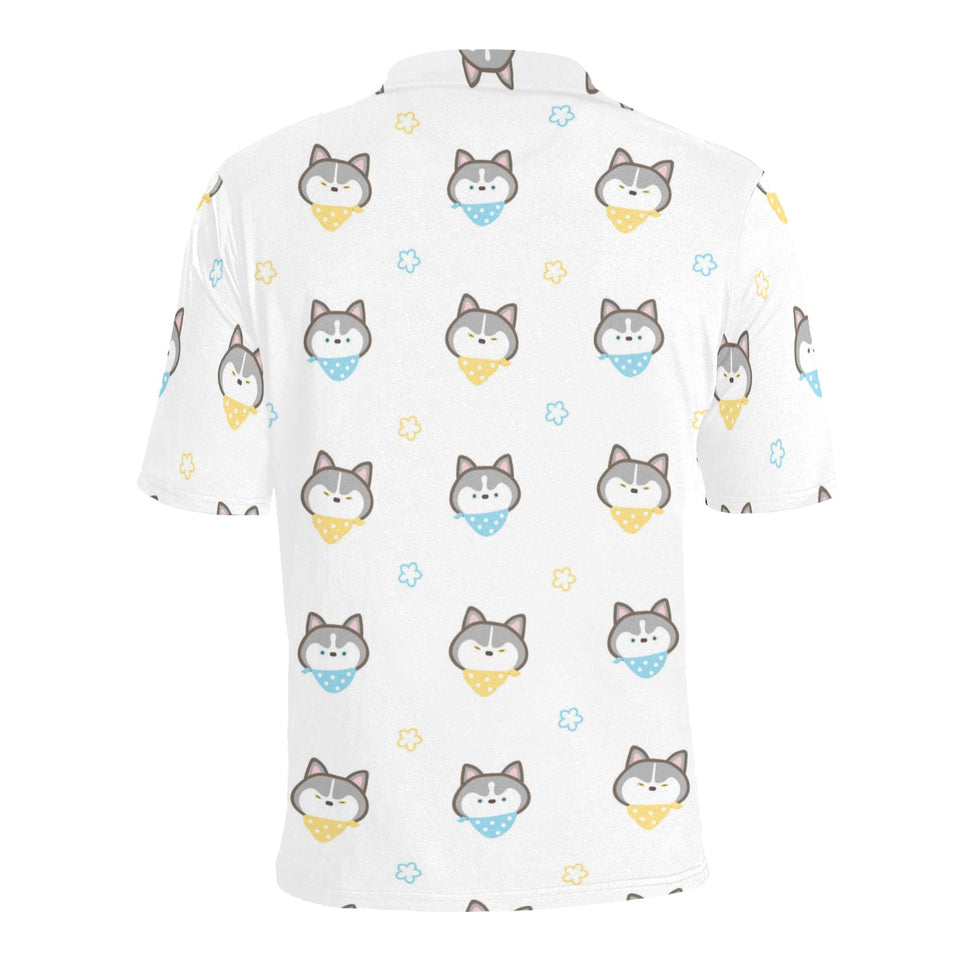 Cute Siberian Husky pattern Men's All Over Print Polo Shirt