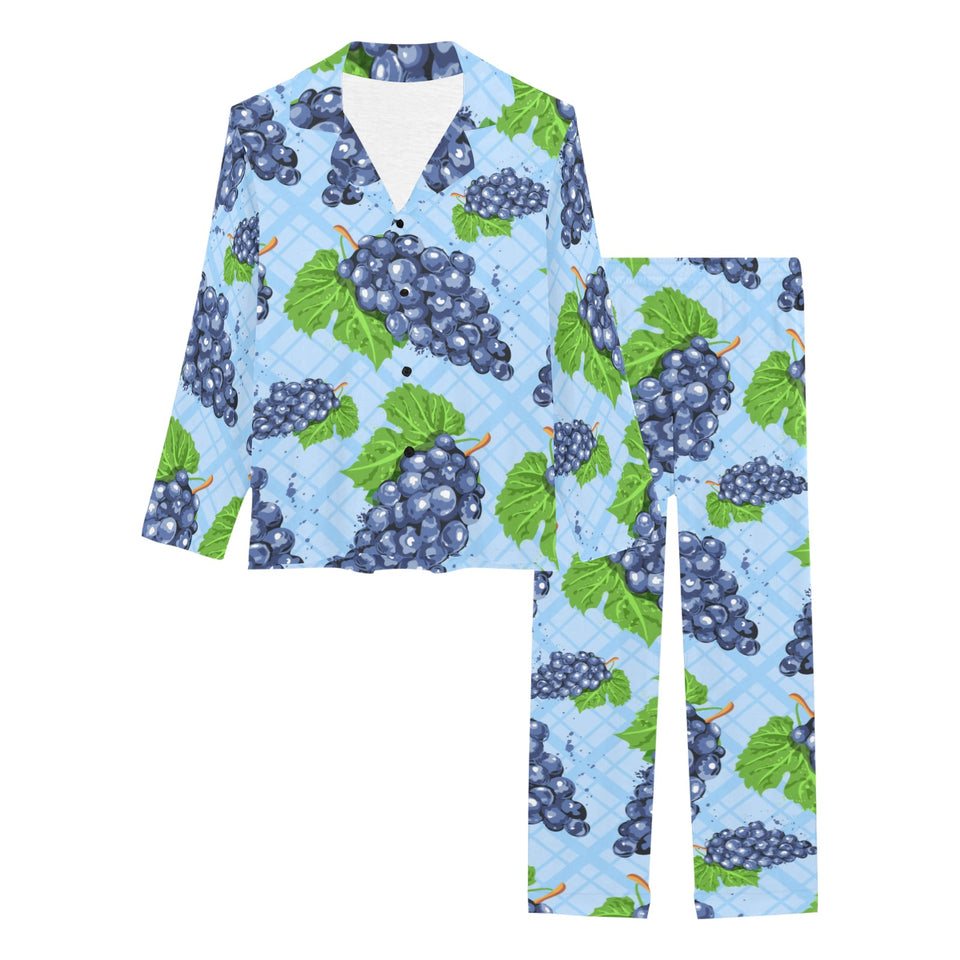 Watercolor grape pattern Women's Long Pajama Set