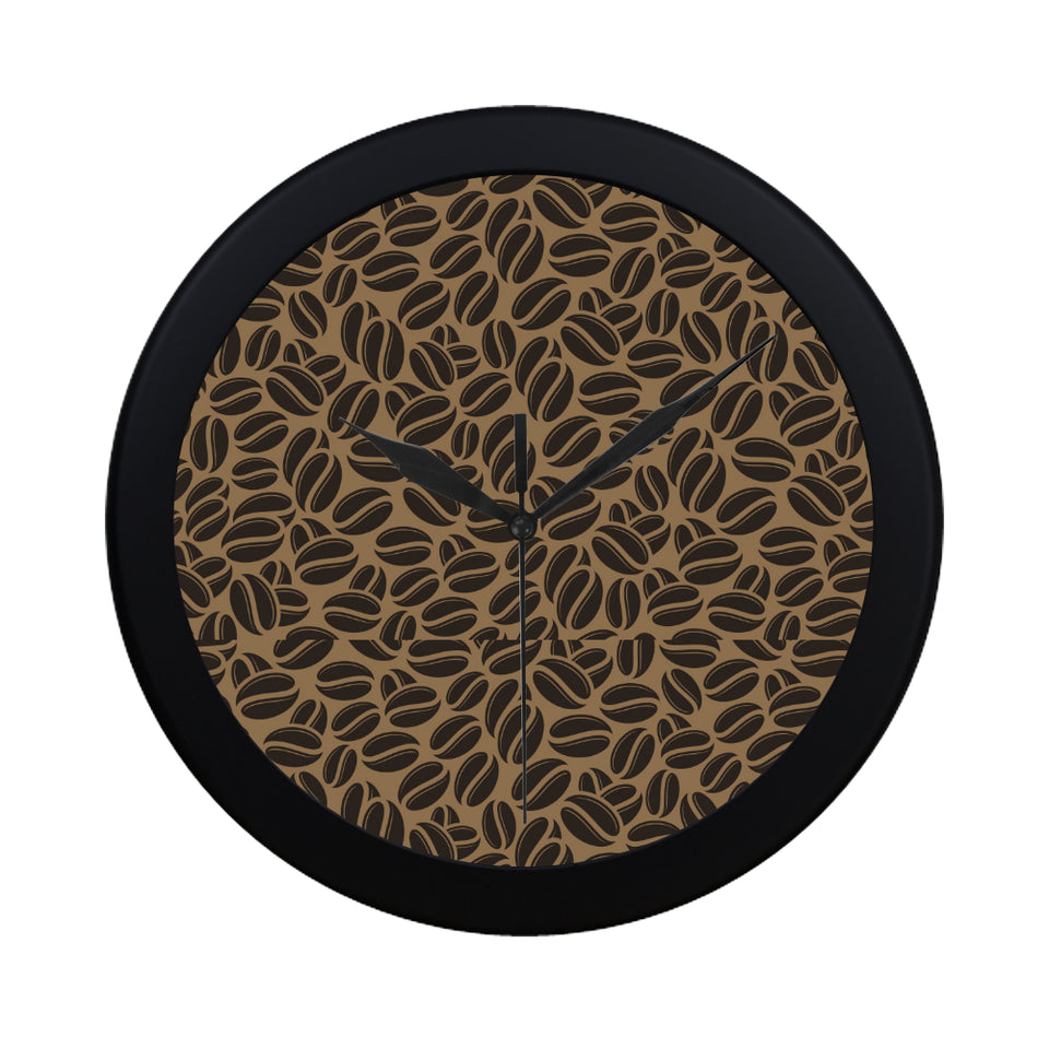 Coffee bean on brown background Elegant Black Wall Clock