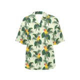 Beautiful parrot palm leaves pattern Women's All Over Print Hawaiian Shirt
