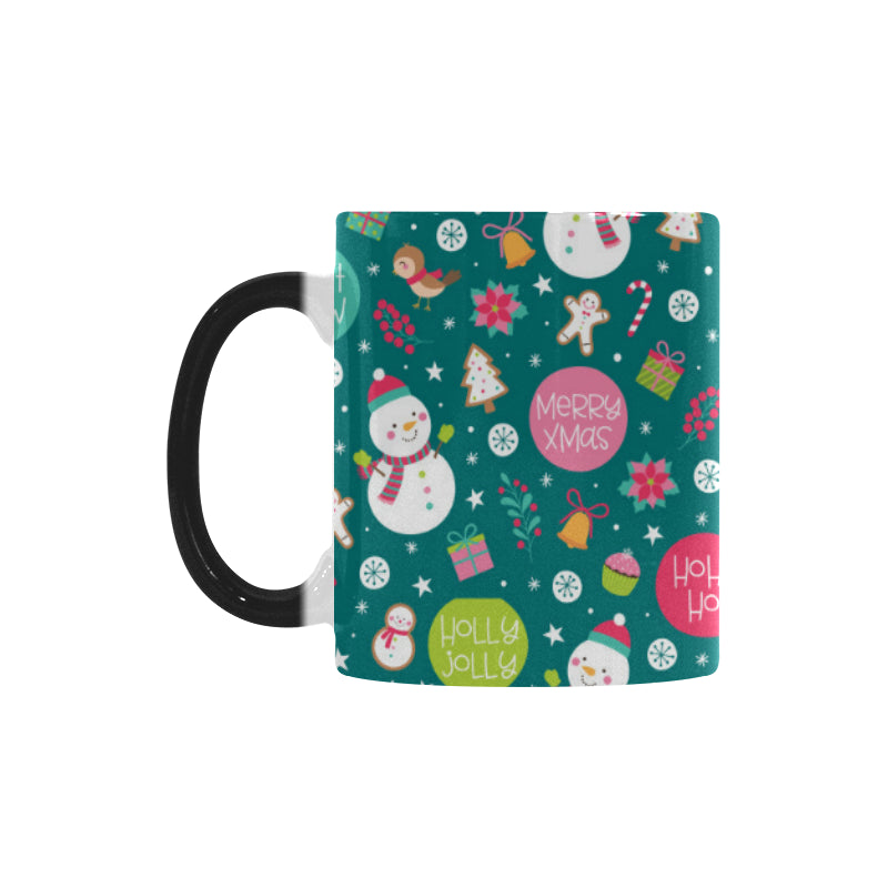Snowman bird decorative elements christmas pattern Morphing Mug Heat Changing Mug