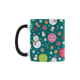 Snowman bird decorative elements christmas pattern Morphing Mug Heat Changing Mug