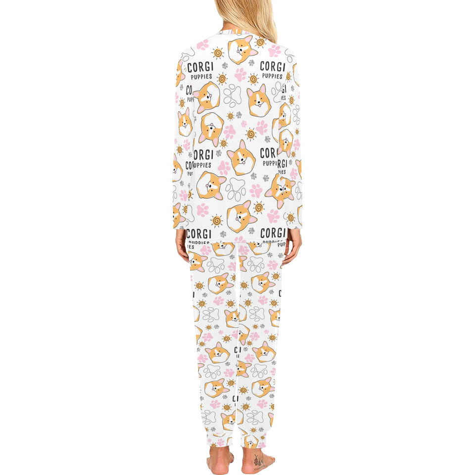 Corgi Dog Pattern Women's All Over Print Pajama Set