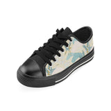 Bonsai bamboo stork japanese pattern cream theme Men's Low Top Canvas Shoes Black