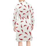 Chili peppers pattern Men's Long Sleeve Belted Night Robe
