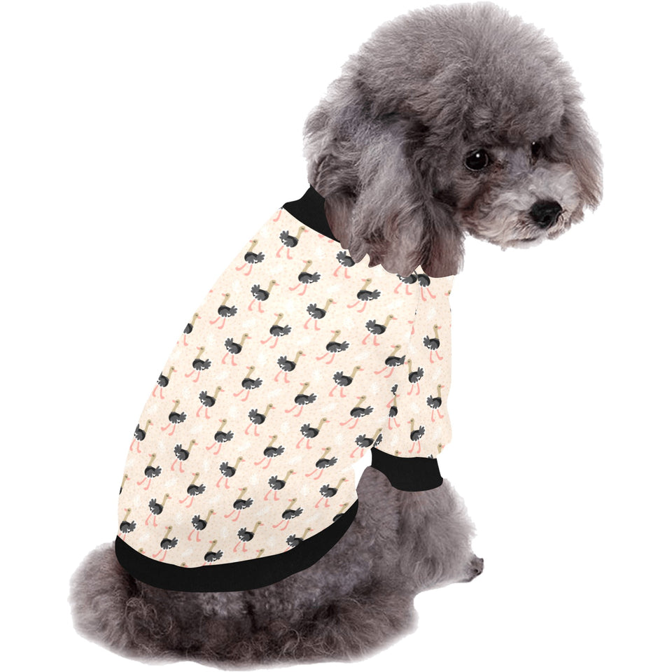 Ostrich Pattern Print Design 05 All Over Print Pet Dog Round Neck Fuzzy Shirt