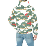 Bonsai red sun japanese pattern Men's Padded Hooded Jacket