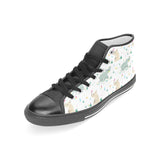 Cute Rhino pattern Women's High Top Canvas Shoes Black