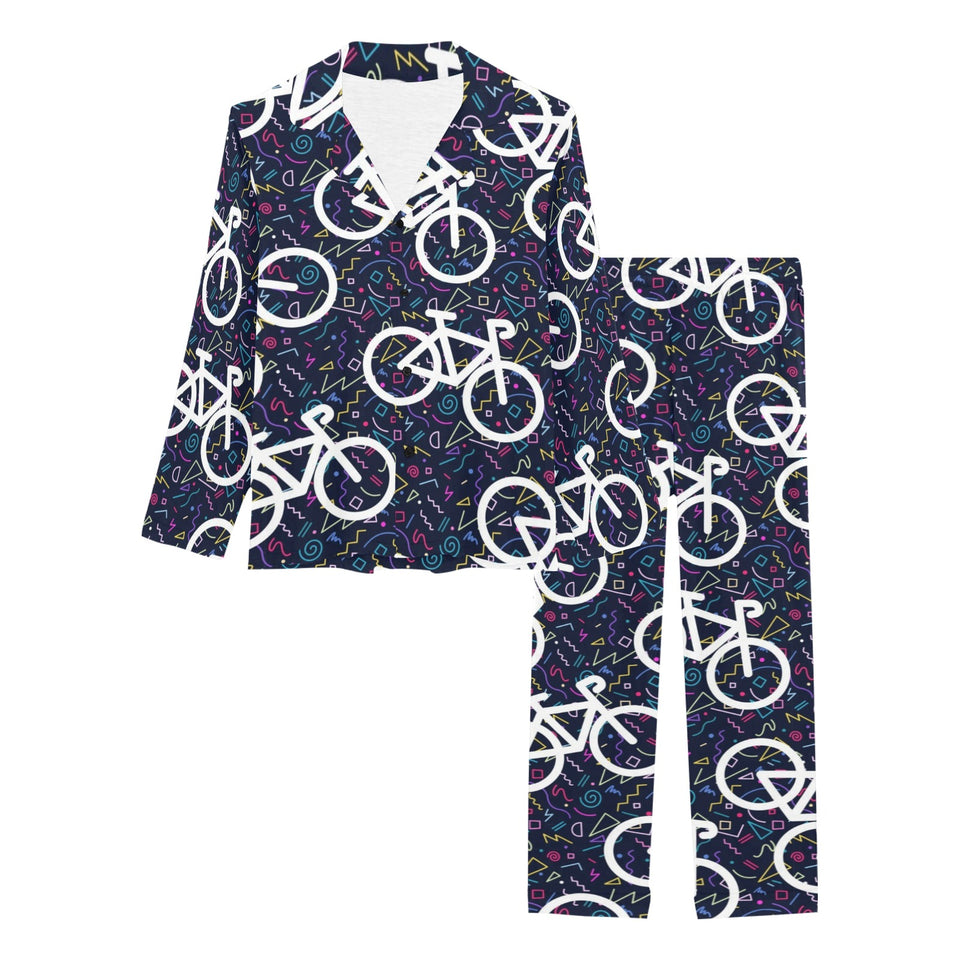 Bicycle Pattern Print Design 03 Women's Long Pajama Set