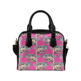 Chameleon lizard pattern pink background Shoulder Handbag