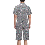 Ostrich Pattern Print Design 01 Men's V-Neck Short Pajama Set