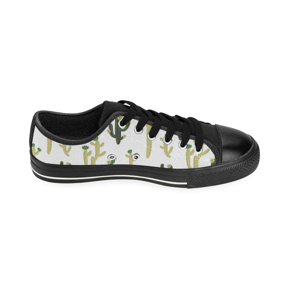 Cute cactus pattern Men's Low Top Canvas Shoes Black