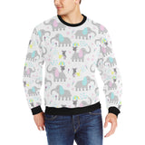 Cute elephant mouse pattern Men's Crew Neck Sweatshirt