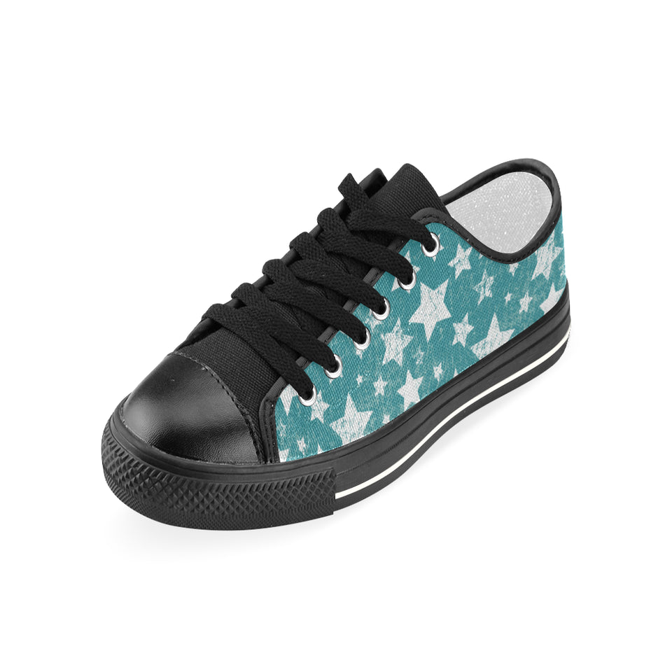 Vintage star pattern Women's Low Top Canvas Shoes Black