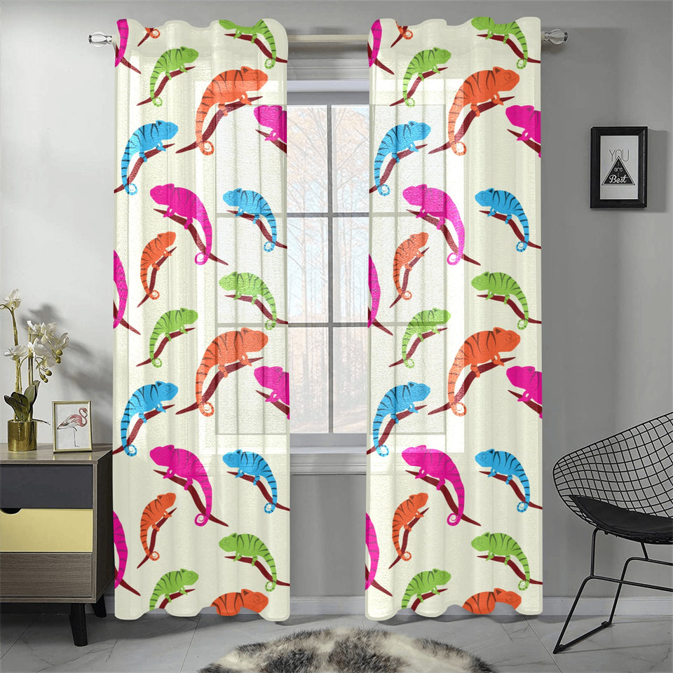 Colorful Chameleon lizard pattern Gauze Curtain