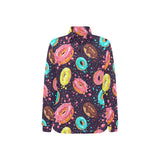 Colorful donut glaze pattern Women's Long Sleeve Polo Shirt